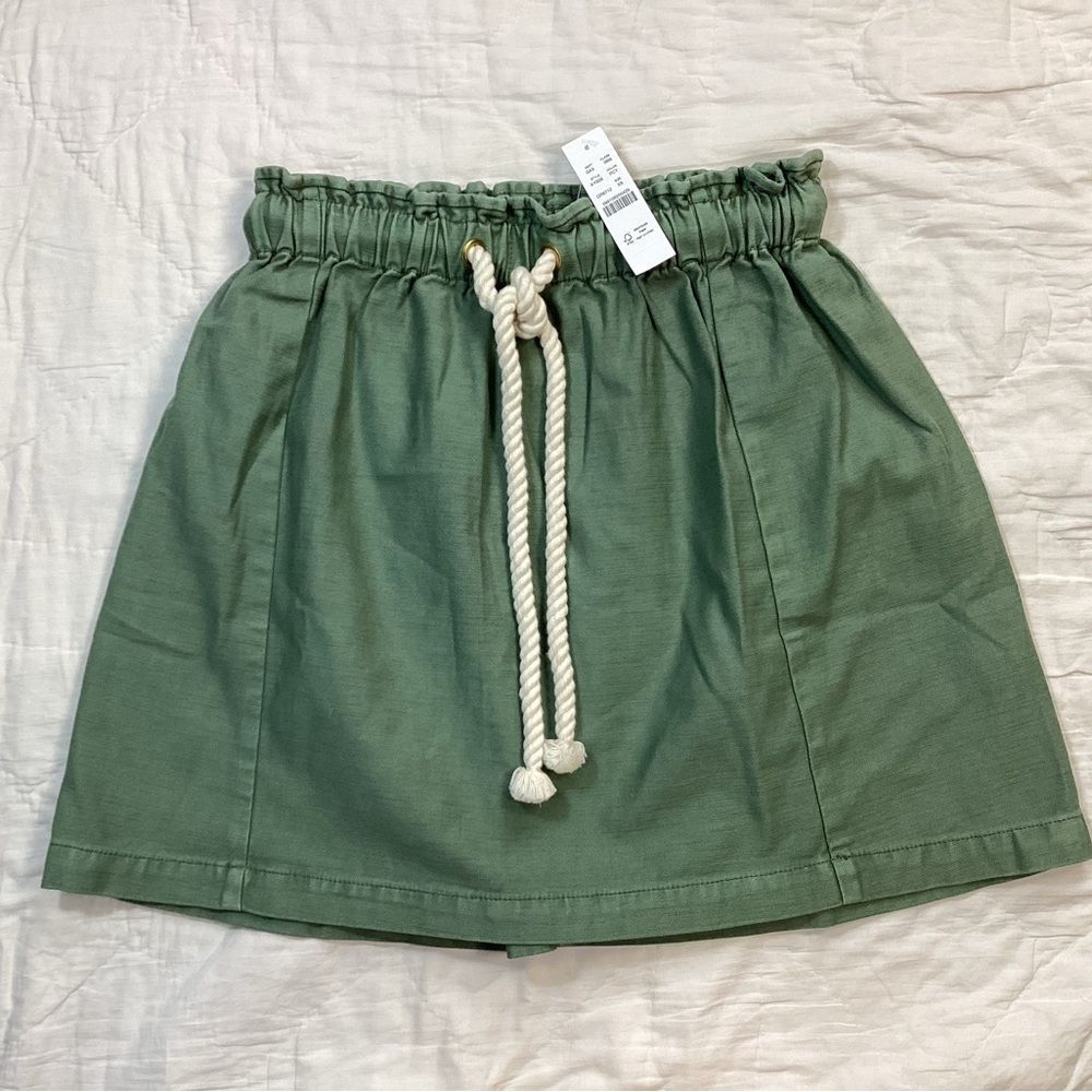 New J.Crew Skirt XS Rope Tie Waist Pull On Olive Green